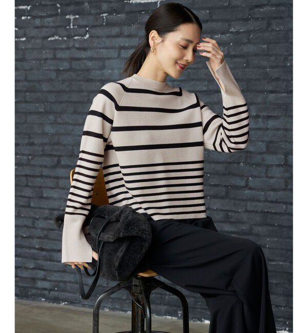 自由区「【スタイリストコラボ・洗える】ウールミラノボーダー ニット」|ニット・セーター|
