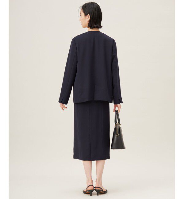 自由区「【セットアップ対応・接触冷感・UVケア・洗える】ライトストレッチノーカラー ジャケット」|ノーカラージャケット|