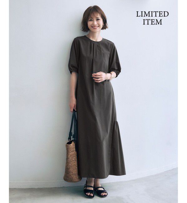 自由区「【カタログ掲載・WEB限定・接触冷感・UVカット・洗える】ファンクショナル ドレス」|ワンピース|セピア