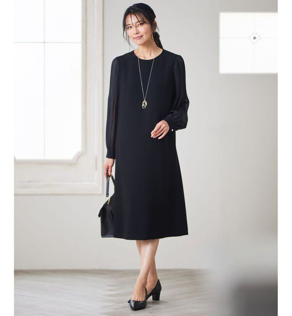 23区「【セットアップ対応】トリアセダブルジョーゼット シフォンスリーブ ワンピース」|ワンピース|