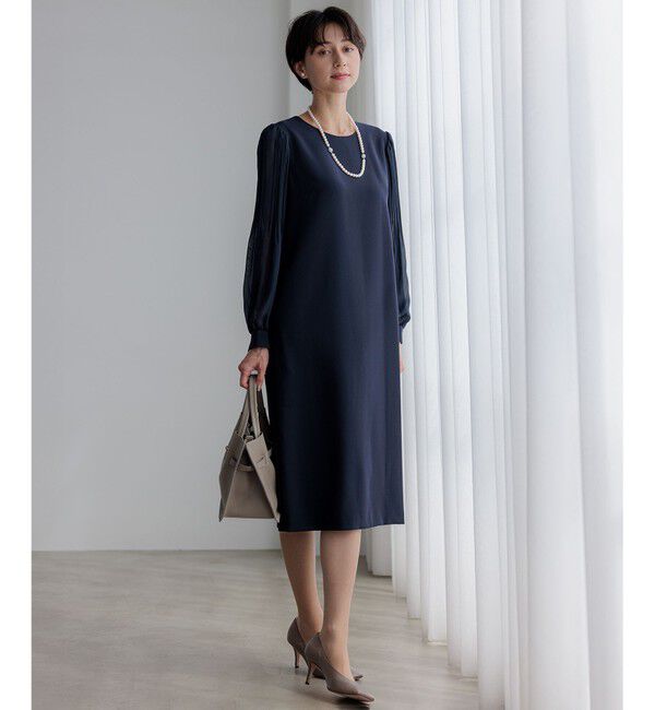 23区「【セットアップ対応】トリアセダブルジョーゼット シフォンスリーブ ワンピース」|ワンピース|