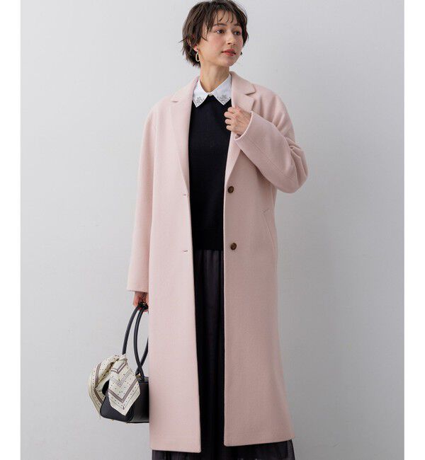 23区「【WEB&一部店舗限定】ウールモッサ チェスターコート」|チェスターコート|ピンク系