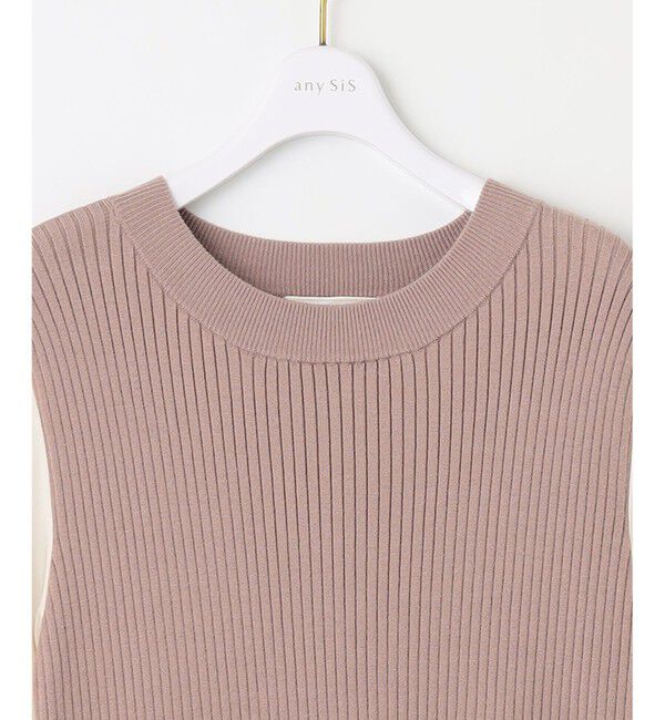 any SiS「【洗える】異素材コンビフレアニット ワンピース」|ドレス|