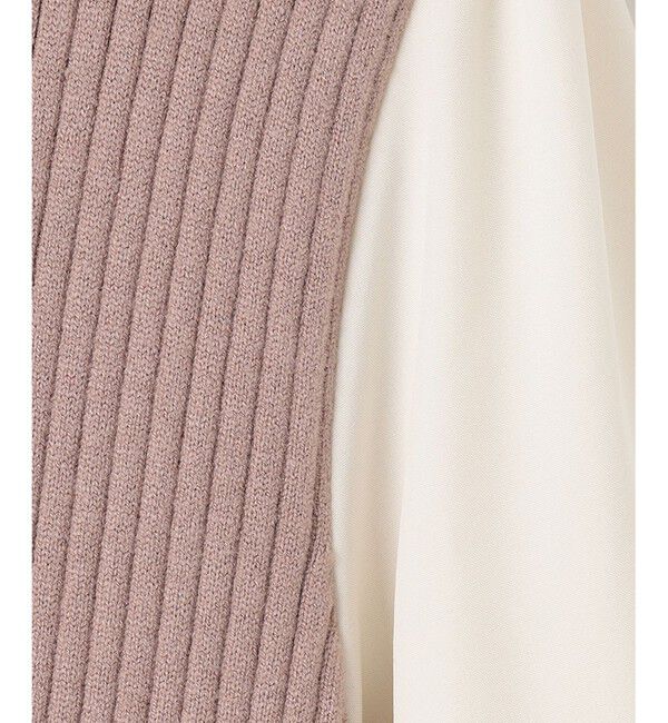 any SiS「【洗える】異素材コンビフレアニット ワンピース」|ドレス|