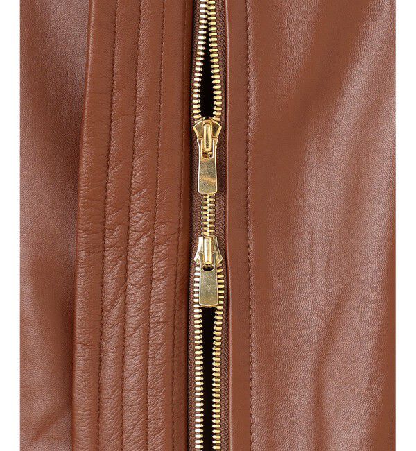 BEIGE,「【andGIRL 秋号掲載】CLYDE / ステッチデザインラムレザーブルゾン」|ノーカラージャケット|