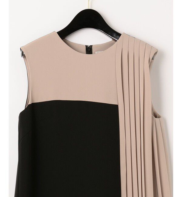  「カラーブロックプリーツワンピース」|ドレス|