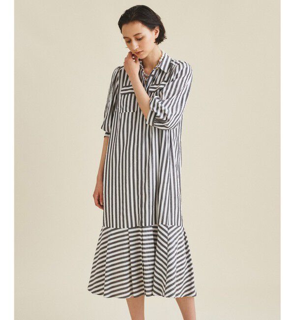  「サッカーボーダーシャツワンピース」|ドレス|