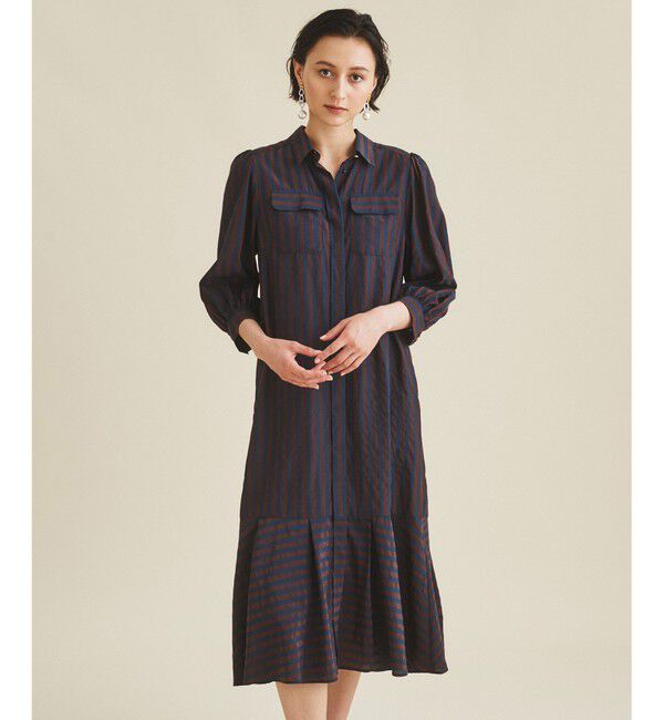  「サッカーボーダーシャツワンピース」|ドレス|