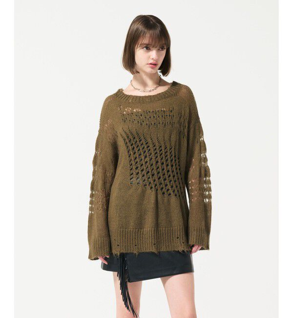 GRACE CONTINENTAL「グランジニットトップ」|ニット・セーター|カーキ