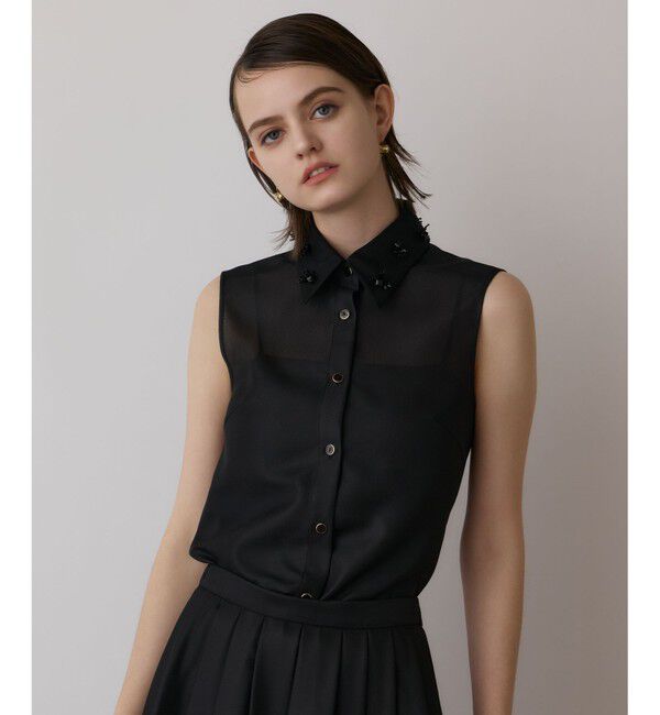 GRACE CONTINENTAL「シアーメッシュノースリーブ」|シャツ・ブラウス|ブラック