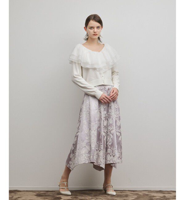 GRACE CONTINENTAL「フリルニットカーディガン」|カーディガン|ホワイト