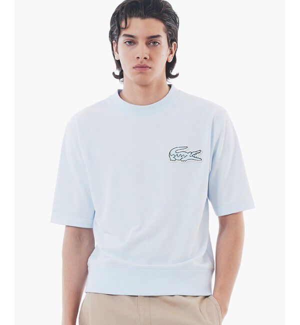 LACOSTE「オーバーサイズクロックエンブレムスウェットTシャツ トレーナー」|スウェット・ジャージ|サックスブルー