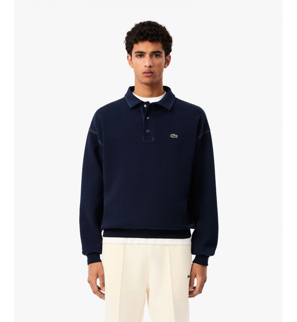 LACOSTE「ダブルフェイスロングスリーブポロスウェット トレーナー」|スウェット・ジャージ|ダークネイビー