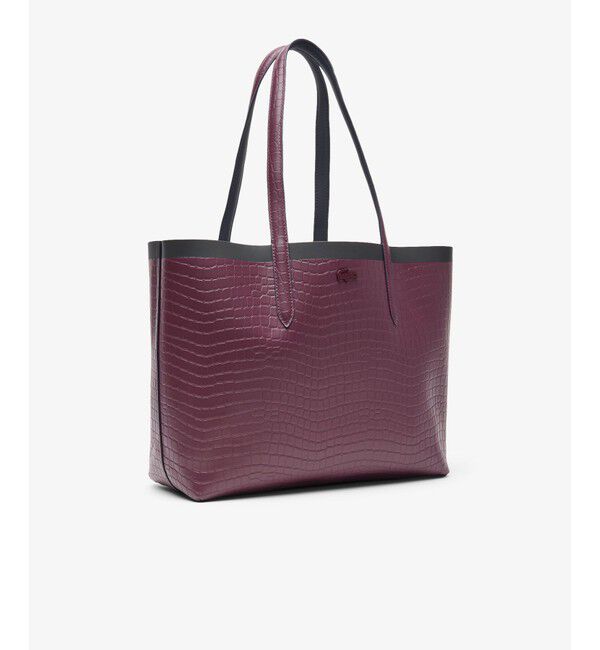 LACOSTE「アンナシーズナル クロック&times;鹿の子リバーシブルトートバッグ / ブラック&times;ワインレッド」|トートバッグ|