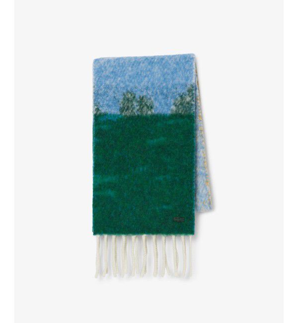 LACOSTE「ランドスケープモチーフアルパカウールマフラー」|マフラー|グリーン