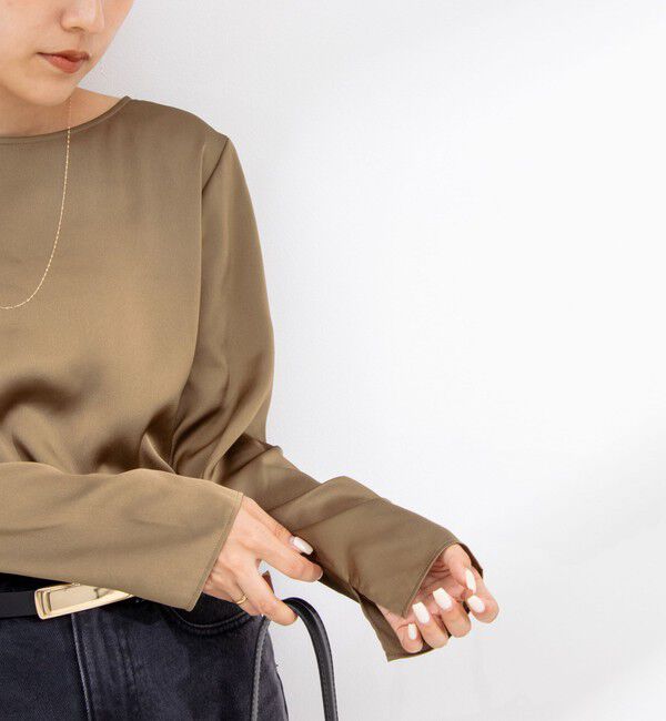 NOLLEY'S「リラックスサテン長袖Tブラウス」|シャツ・ブラウス|