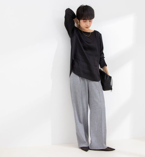 NOLLEY'S「リラックスサテン長袖Tブラウス」|シャツ・ブラウス|