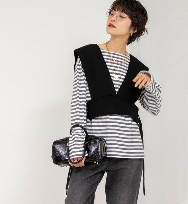 Rie Miller「《オールシーズン対応》GIZA COTTON天竺ボーダープルオーバーカットソー」|Tシャツ・カットソー|