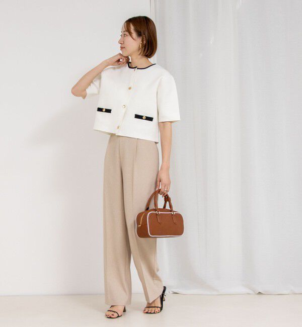 NOLLEY'S「《セットアップ対応》《手洗い可能》ミラノリブ半袖ジャケット」|ノーカラージャケット|