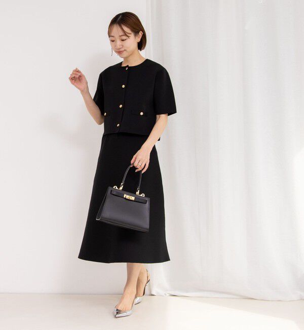 NOLLEY'S「《セットアップ対応》《手洗い可能》ミラノリブ半袖ジャケット」|ノーカラージャケット|