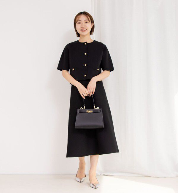 NOLLEY'S「《セットアップ対応》《手洗い可能》ミラノリブ半袖ジャケット」|ノーカラージャケット|