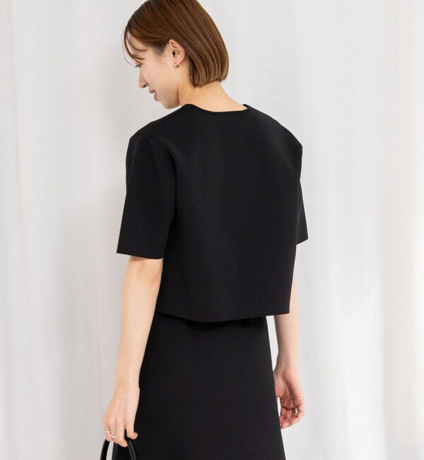 NOLLEY'S「《セットアップ対応》《手洗い可能》ミラノリブ半袖ジャケット」|ノーカラージャケット|