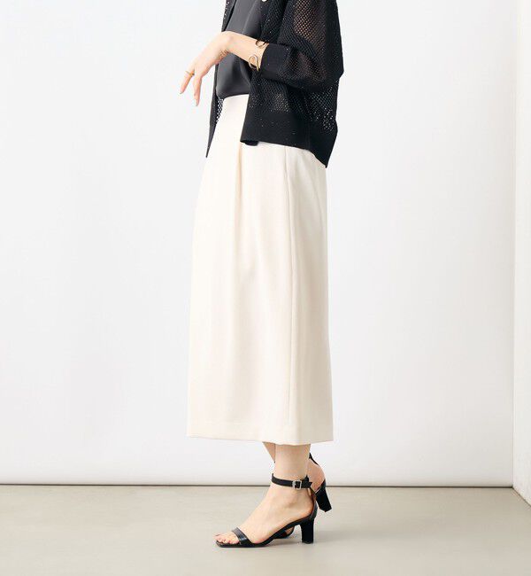 NOLLEY'S「《セットアップ対応》ウォッシャブル麻調タックタイトミディスカート」|タイト|