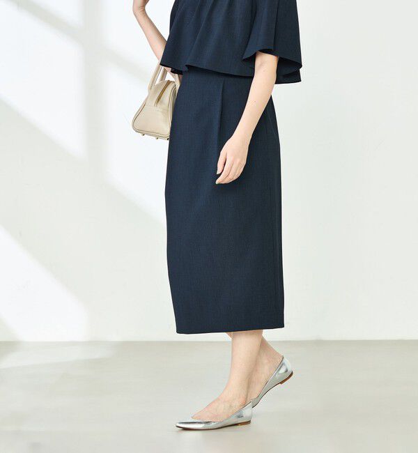NOLLEY'S「《セットアップ対応》ウォッシャブル麻調タックタイトミディスカート」|タイト|