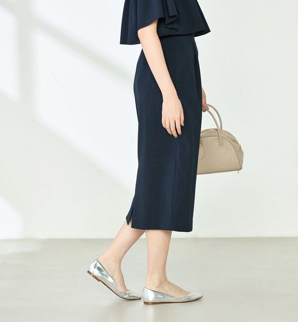 NOLLEY'S「《セットアップ対応》ウォッシャブル麻調タックタイトミディスカート」|タイト|