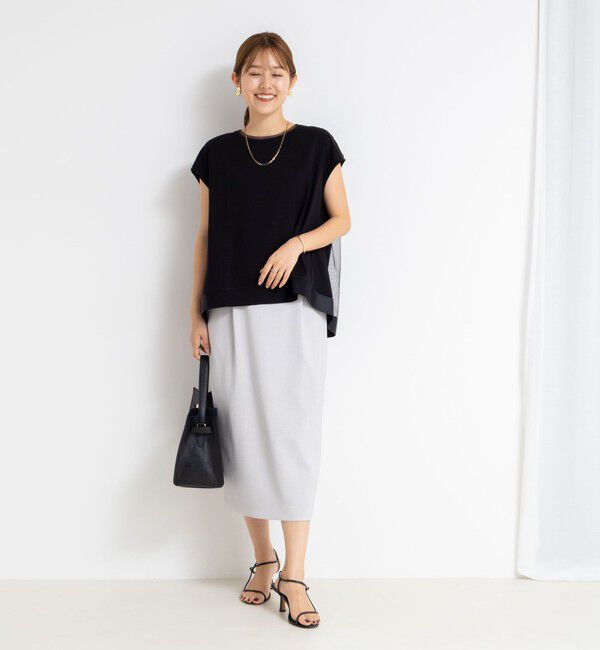 NOLLEY'S「《セットアップ対応》ウォッシャブル麻調タックタイトミディスカート」|タイト|