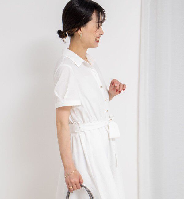 NOLLEY'S sophi「ウォッシャブルサッカーシャツワンピース」|ワンピース|