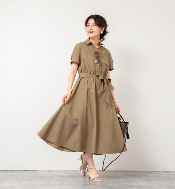 NOLLEY'S sophi「ウォッシャブルサッカーシャツワンピース」|ワンピース|