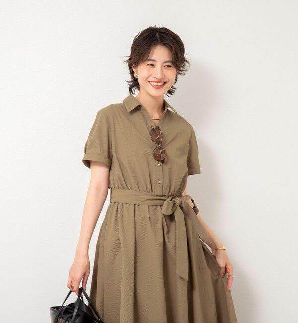 NOLLEY'S sophi「ウォッシャブルサッカーシャツワンピース」|ワンピース|