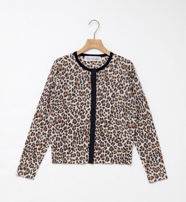 Rie Miller「《手洗い可能》ヒョウ柄クルーネックカーディガン」|カーディガン|