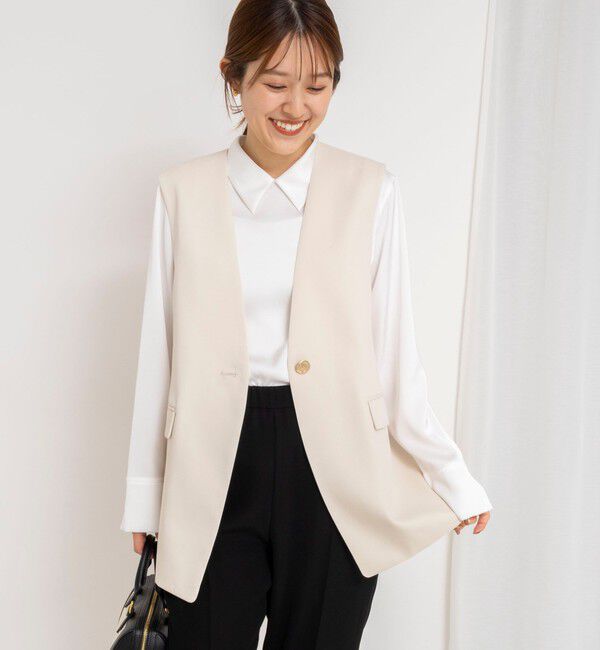 NOLLEY'S「《セットアップ対応》ウォッシャブルジョーゼットフリル付きマルチWAYジレ」|ベスト・ジレ|