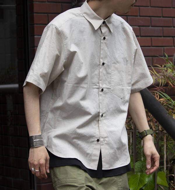 GLOSTER「【GLOSTER/グロスター】コットンリネン 半袖シャツ レギュラーカラー 綿麻」|シャツ・ブラウス|