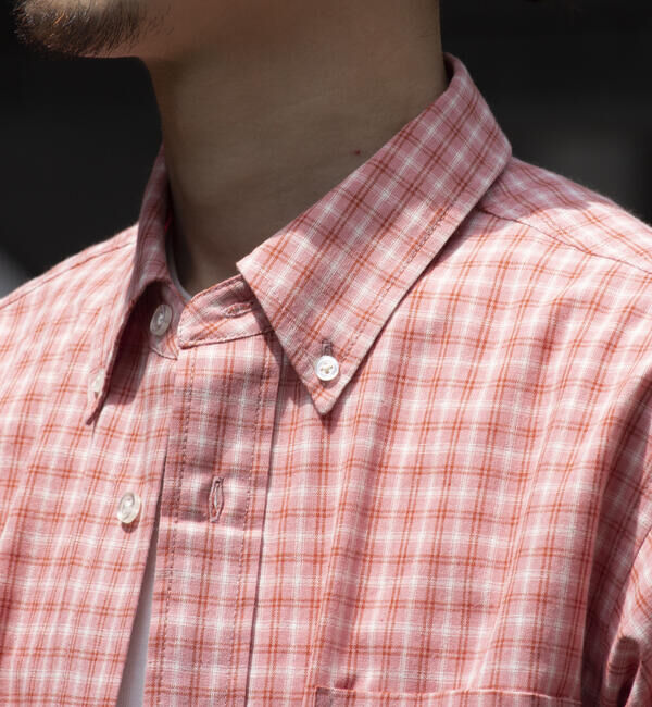 GLOSTER「【GLOSTER/グロスター】チェック半袖シャツ ボタンダウン ワンポイントロゴ刺繍入り」|シャツ・ブラウス|