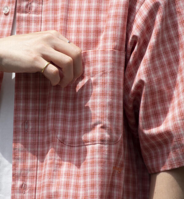 GLOSTER「【GLOSTER/グロスター】チェック半袖シャツ ボタンダウン ワンポイントロゴ刺繍入り」|シャツ・ブラウス|