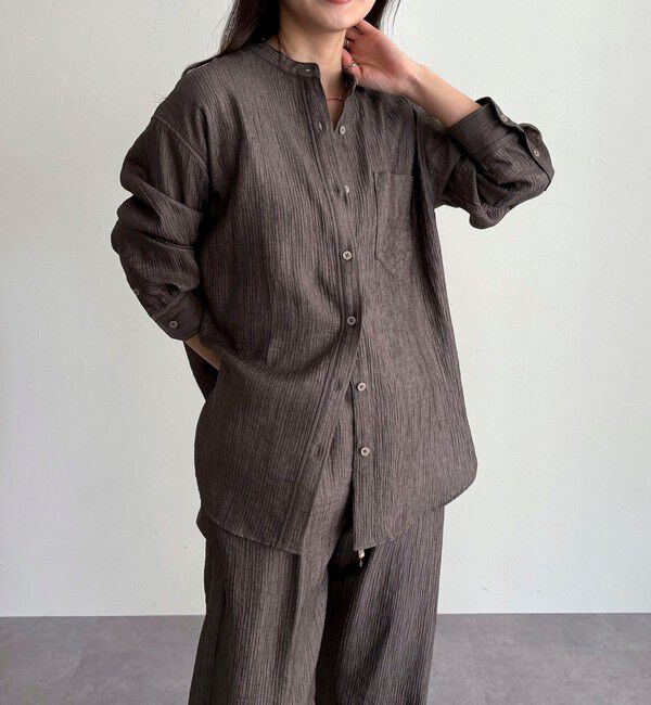 fredy emue「《セットアップ対応》Shiny creapバンドカラーシャツ」|シャツ・ブラウス|