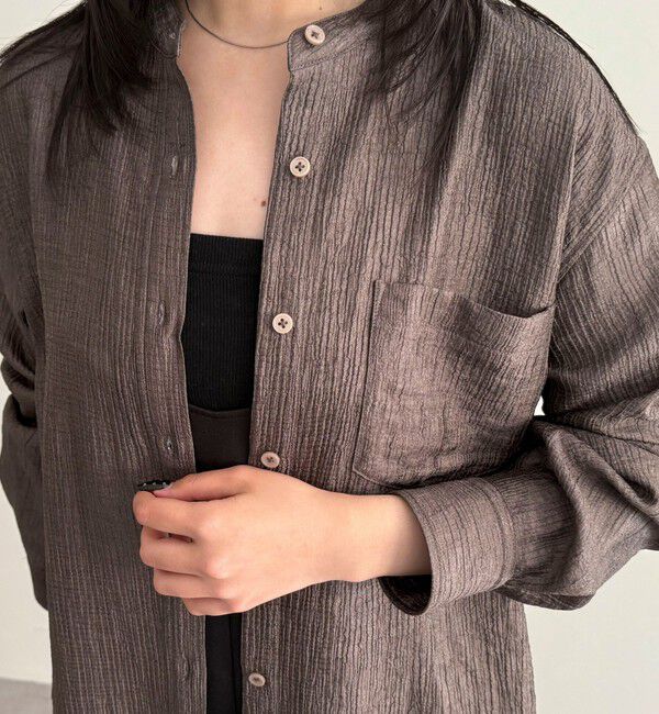 fredy emue「《セットアップ対応》Shiny creapバンドカラーシャツ」|シャツ・ブラウス|