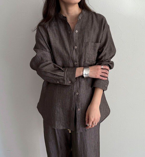 fredy emue「《セットアップ対応》Shiny creapバンドカラーシャツ」|シャツ・ブラウス|