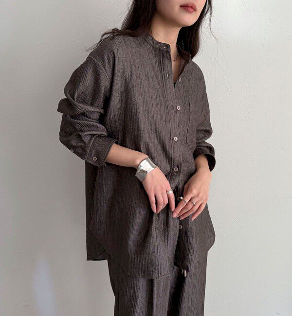 fredy emue「《セットアップ対応》Shiny creapバンドカラーシャツ」|シャツ・ブラウス|