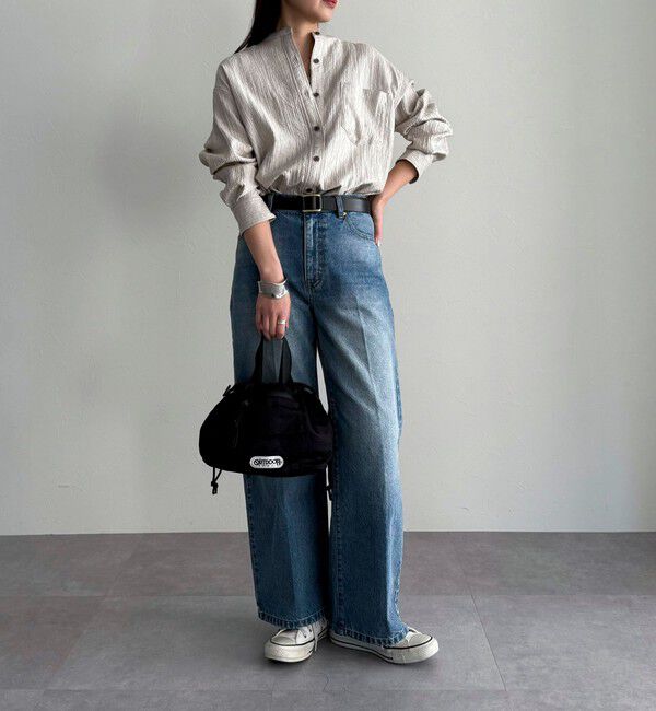 fredy emue「《セットアップ対応》Shiny creapバンドカラーシャツ」|シャツ・ブラウス|