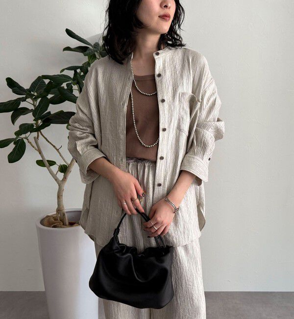 fredy emue「《セットアップ対応》Shiny creapバンドカラーシャツ」|シャツ・ブラウス|