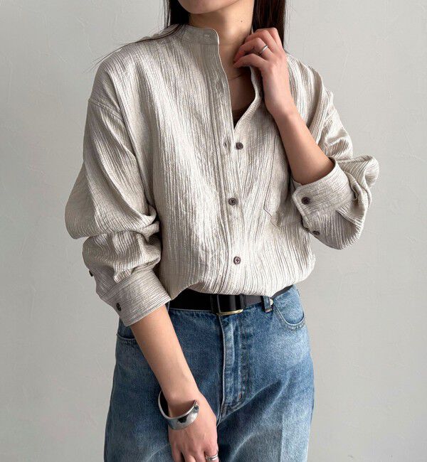 fredy emue「《セットアップ対応》Shiny creapバンドカラーシャツ」|シャツ・ブラウス|