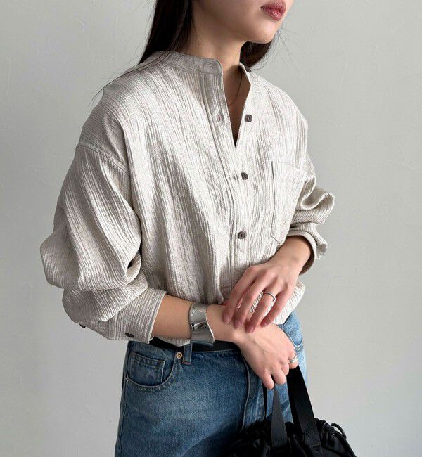 fredy emue「《セットアップ対応》Shiny creapバンドカラーシャツ」|シャツ・ブラウス|