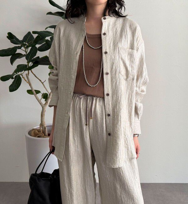 fredy emue「《セットアップ対応》Shiny creapバンドカラーシャツ」|シャツ・ブラウス|