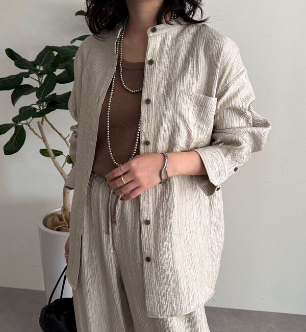 fredy emue「《セットアップ対応》Shiny creapバンドカラーシャツ」|シャツ・ブラウス|