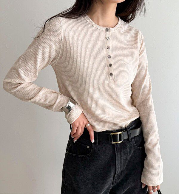 fredy emue「シアーテレコヘンリーネックプルオーバー」|Tシャツ・カットソー|ベージュ