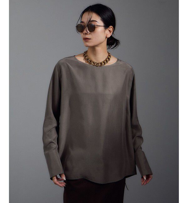 SALON adam et rope'「[25AW]GENTLE SILK ロングスリーブプルオーバー【セットアップ対応・洗える】」|シャツ・ブラウス|ブラウン系(23)